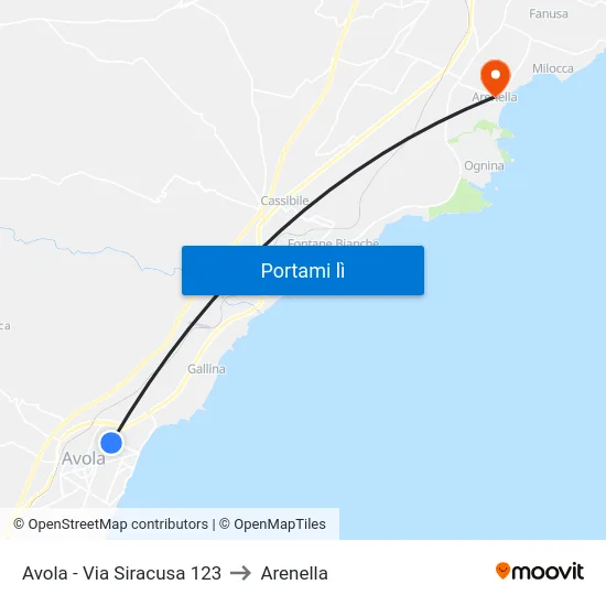 Avola - Via Siracusa 123 to Arenella map