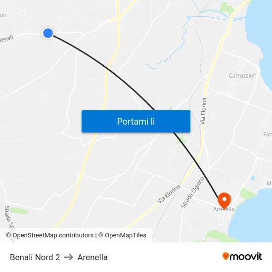 Benali Nord 2 to Arenella map