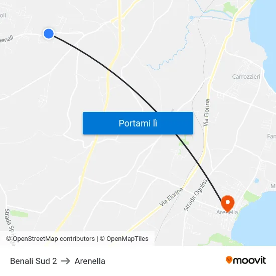 Benali Sud 2 to Arenella map