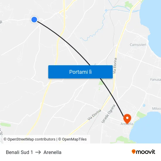 Benali Sud 1 to Arenella map