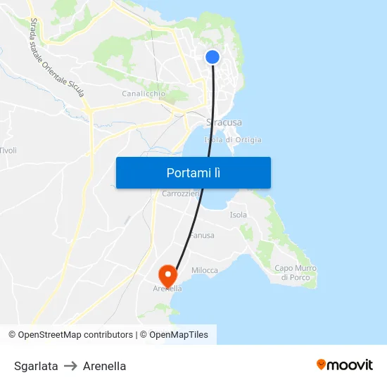 Sgarlata to Arenella map