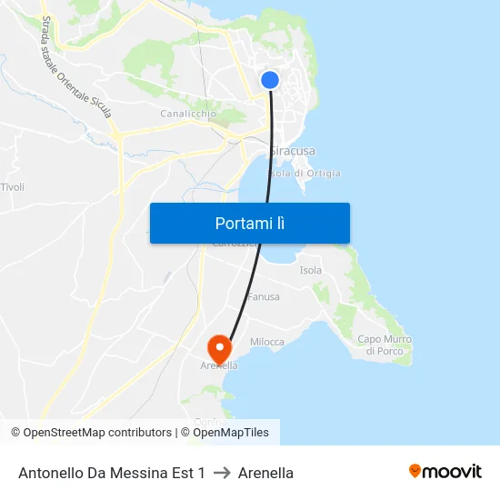 Antonello Da Messina Est 1 to Arenella map