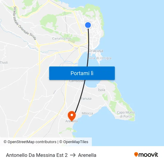 Antonello Da Messina Est 2 to Arenella map