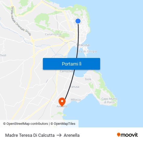 Madre Teresa Di Calcutta to Arenella map