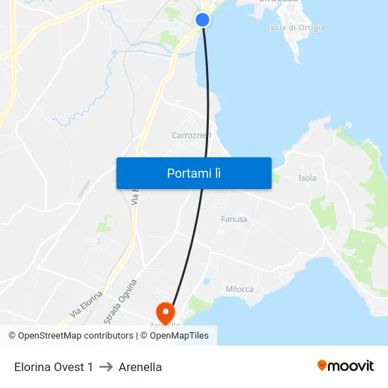 Elorina Ovest 1 to Arenella map