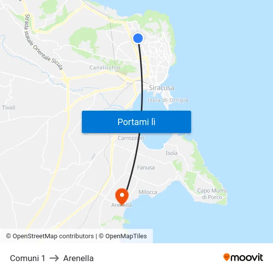 Comuni 1 to Arenella map
