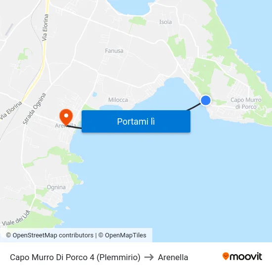 Capo Murro Di Porco 4 (Plemmirio) to Arenella map