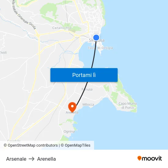 Arsenale to Arenella map