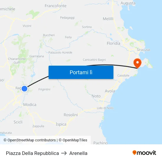 Piazza Della Repubblica to Arenella map