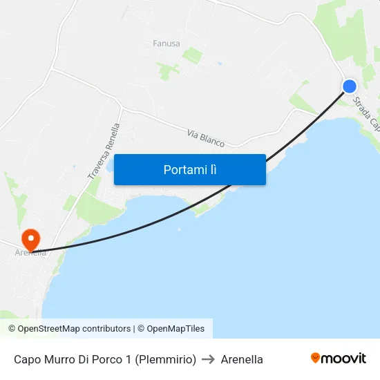 Capo Murro Di Porco 1 (Plemmirio) to Arenella map