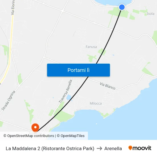 La Maddalena 2 (Ristorante Ostrica Park) to Arenella map