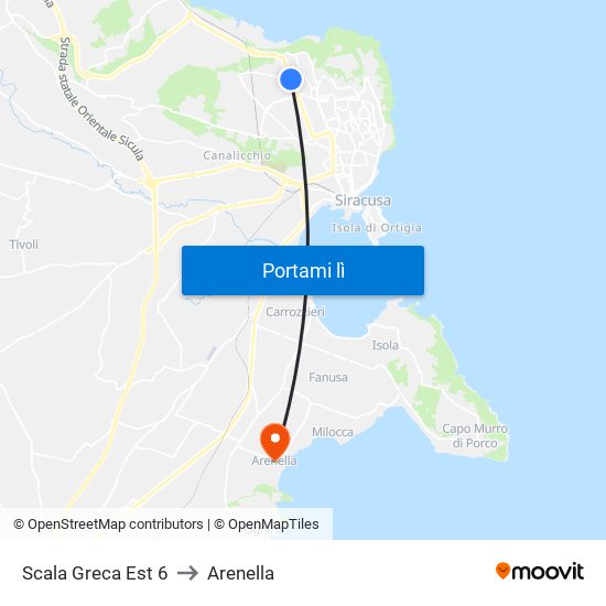 Scala Greca Est 6 to Arenella map