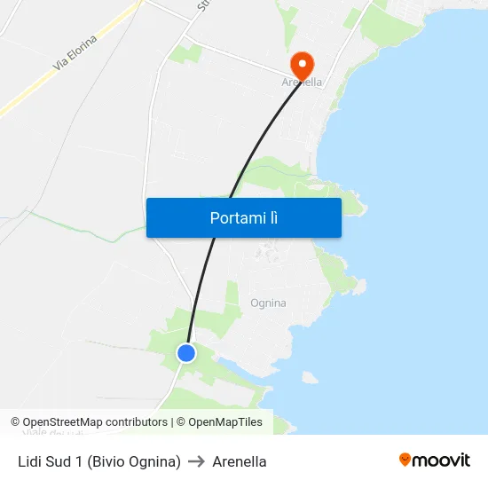 Lidi Sud 1 (Bivio Ognina) to Arenella map
