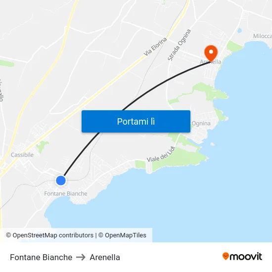 Fontane Bianche to Arenella map