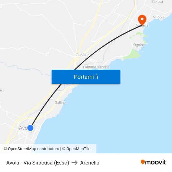 Avola - Via Siracusa (Esso) to Arenella map