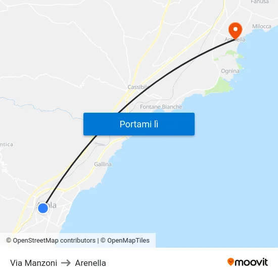 Via Manzoni to Arenella map