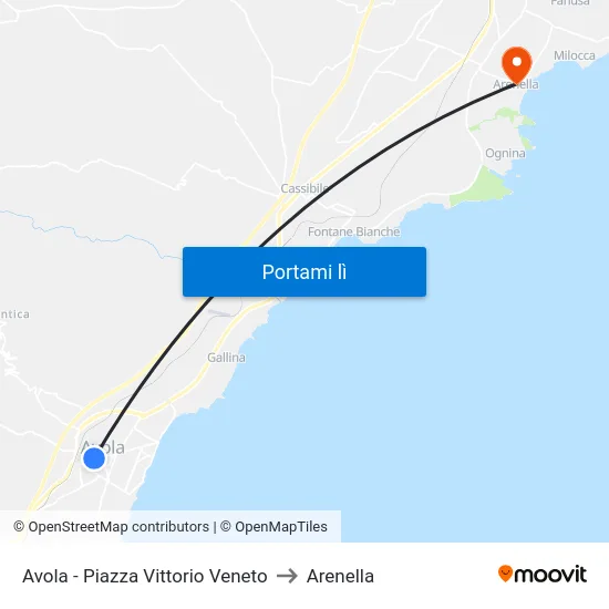 Avola - Piazza Vittorio Veneto to Arenella map