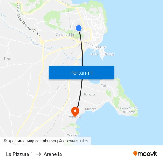 La Pizzuta 1 to Arenella map