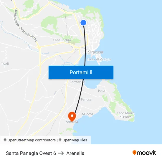 Santa Panagia Ovest 6 to Arenella map