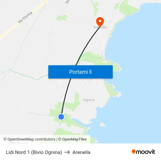 Lidi Nord 1 (Bivio Ognina) to Arenella map