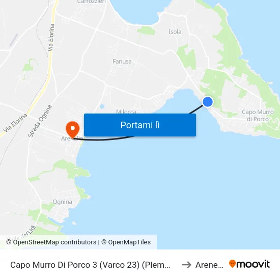 Capo Murro Di Porco 3 (Varco 23) (Plemmirio) to Arenella map