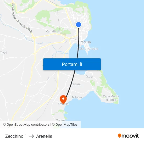 Zecchino 1 to Arenella map