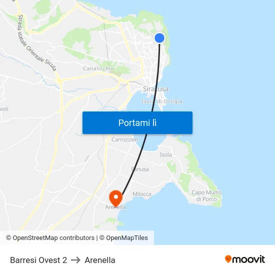 Barresi Ovest 2 to Arenella map