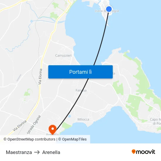 Maestranza to Arenella map