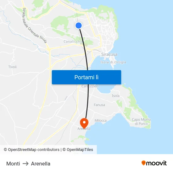 Monti to Arenella map