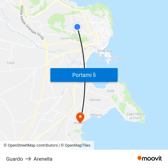 Guardo to Arenella map