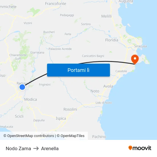 Nodo Zama to Arenella map