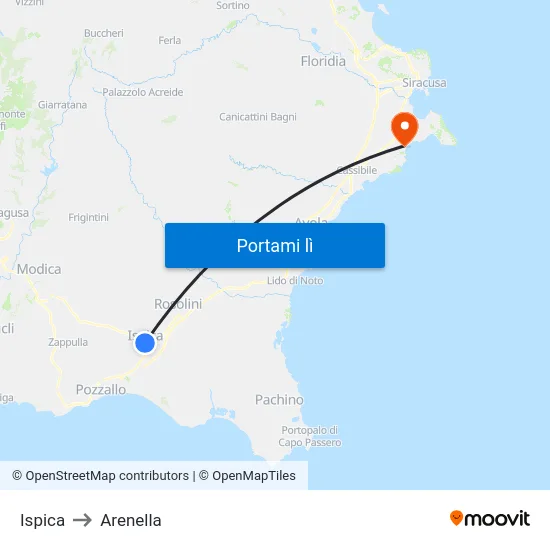 Ispica to Arenella map