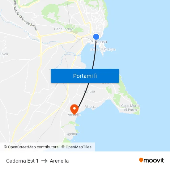 Cadorna Est 1 to Arenella map