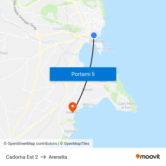 Cadorna Est 2 to Arenella map