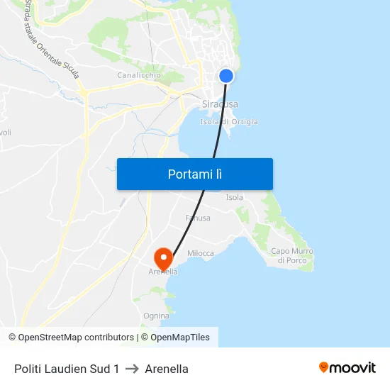 Politi Laudien Sud 1 to Arenella map