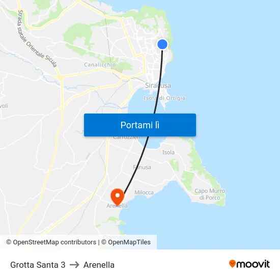 Grotta Santa 3 to Arenella map