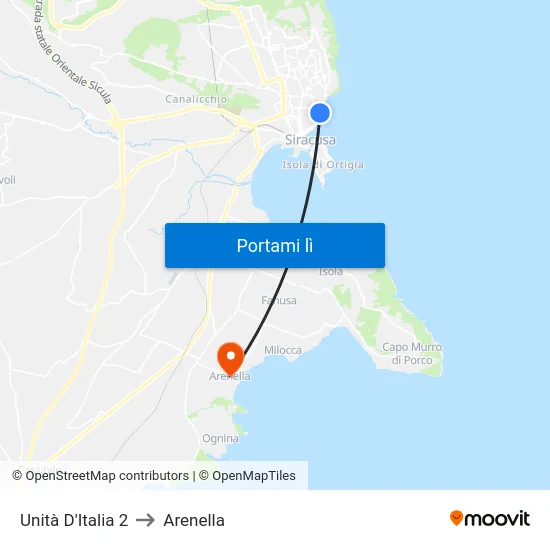 Unità D'Italia 2 to Arenella map