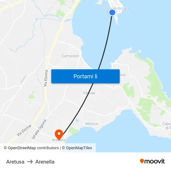 Aretusa to Arenella map