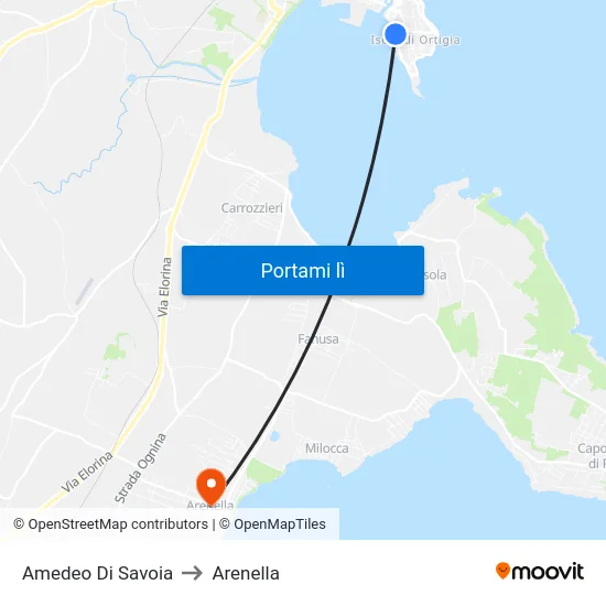 Amedeo Di Savoia to Arenella map
