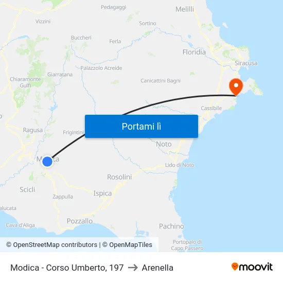 Modica - Corso Umberto, 197 to Arenella map