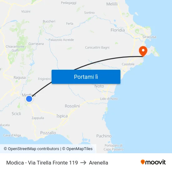 Modica - Via Tirella Fronte 119 to Arenella map