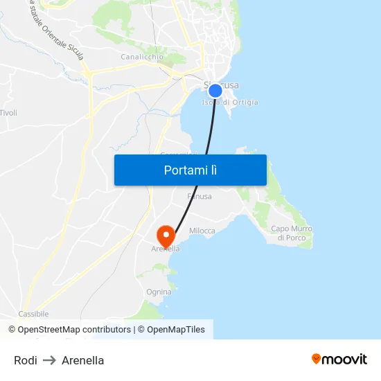 Rodi to Arenella map