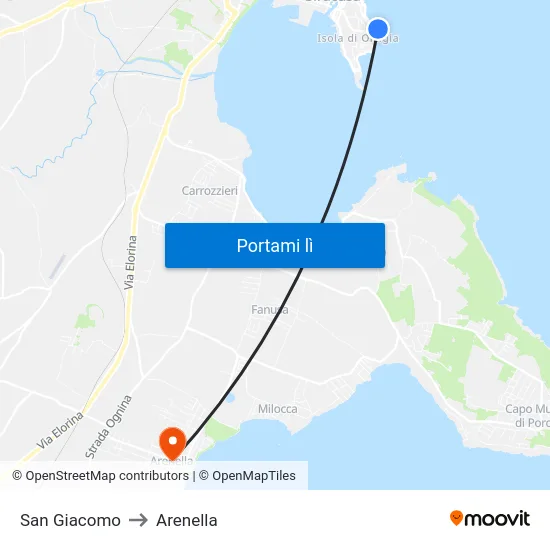 San Giacomo to Arenella map