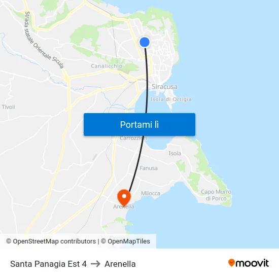 Santa Panagia Est 4 to Arenella map