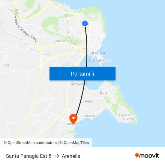 Santa Panagia Est 5 to Arenella map