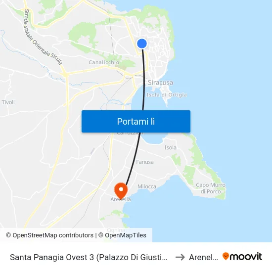 Santa Panagia Ovest 3 (Palazzo Di Giustizia) to Arenella map