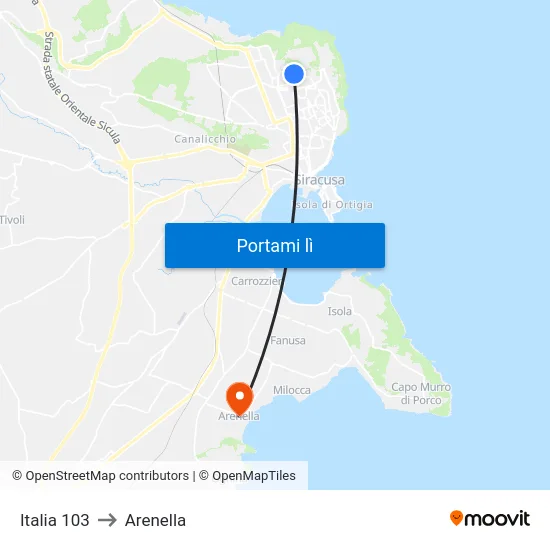 Italia 103 to Arenella map