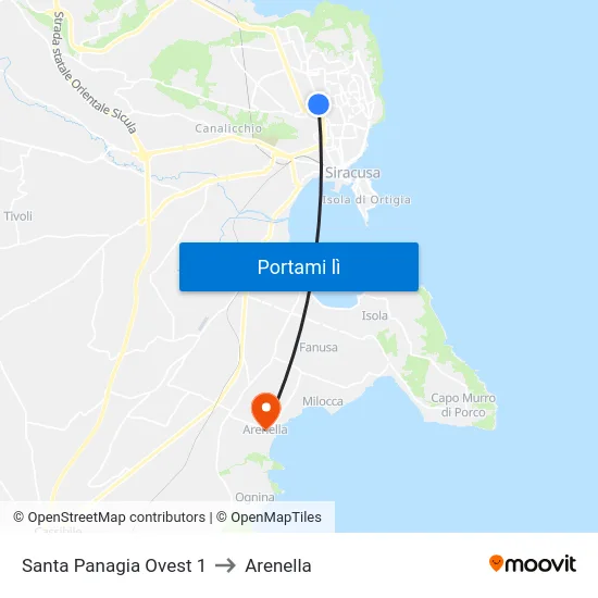 Santa Panagia Ovest 1 to Arenella map