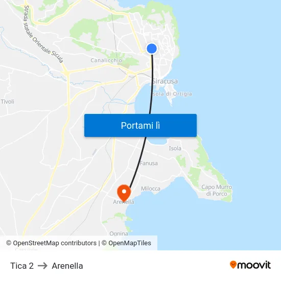Tica 2 to Arenella map