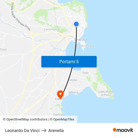 Leonardo Da Vinci to Arenella map
